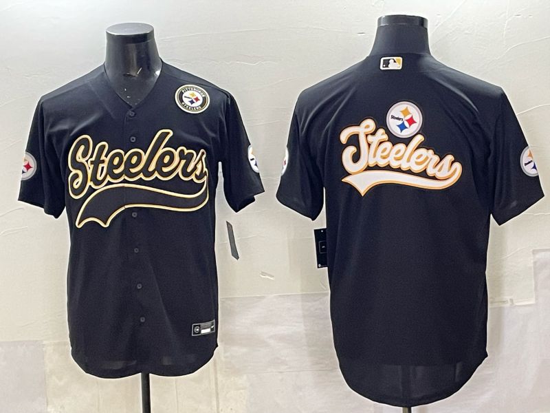 Men 2025 Nike Pittsburgh Steelers Blank Black Joint Name  Limited NFL Jersey style 055
